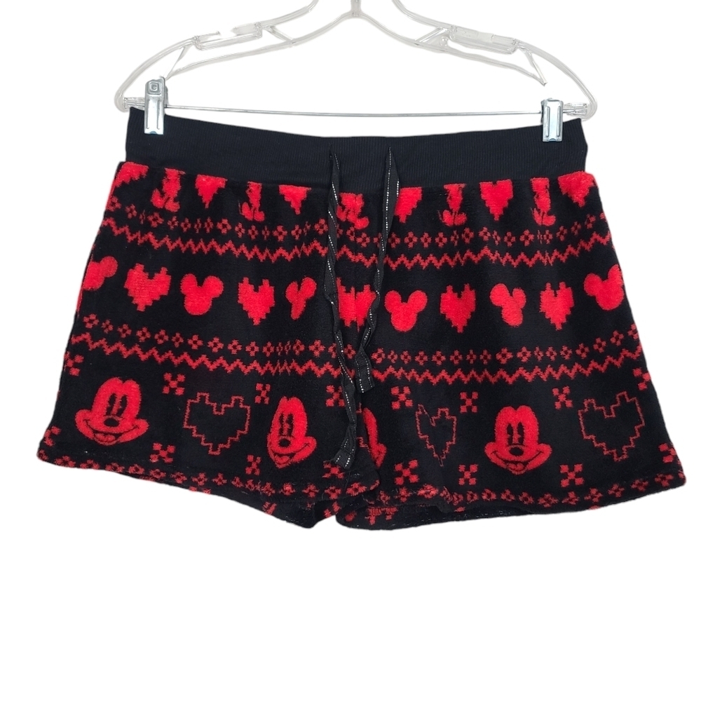 Disney Red Black Heart Mickey Mouse Pajama Shorts XL